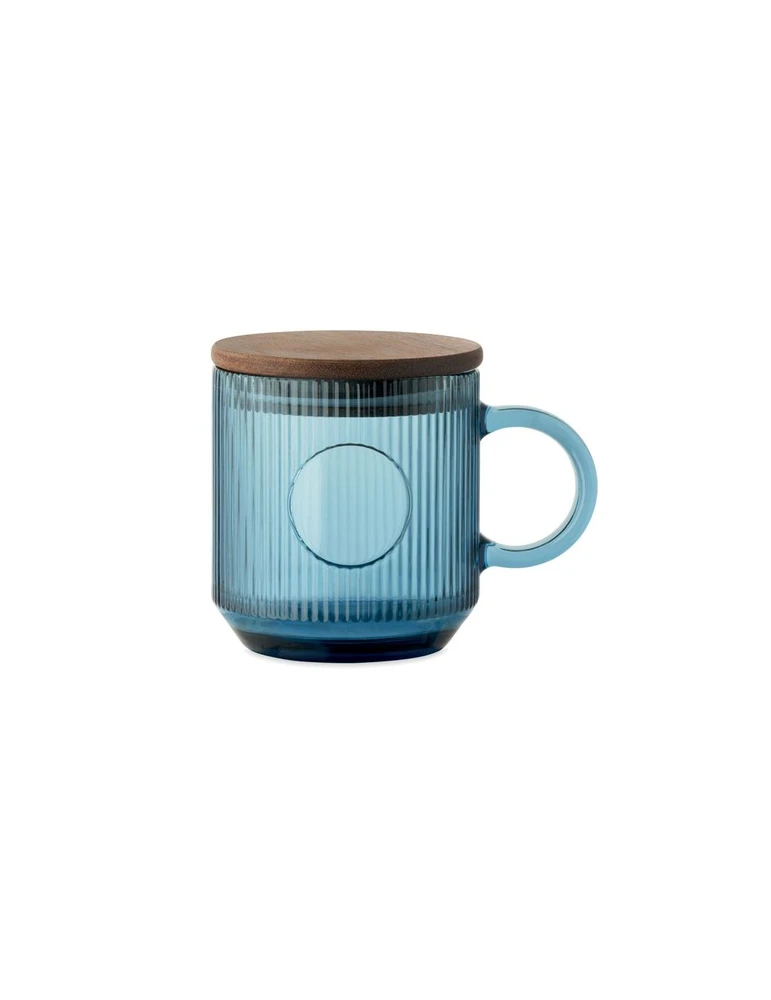 VITRIO MUG Mug en verre strié 300ml Matières : verre Couleurs : bleu transparent