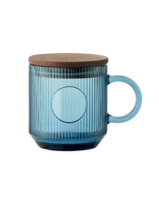 VITRIO MUG Mug en verre strié 300ml Matières : verre Couleurs : bleu transparent