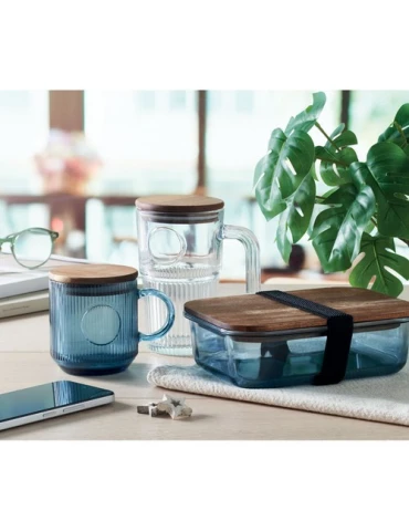 VITRIO MUG Mug en verre strié 300ml Matières : verre Couleurs : bleu transparent 2