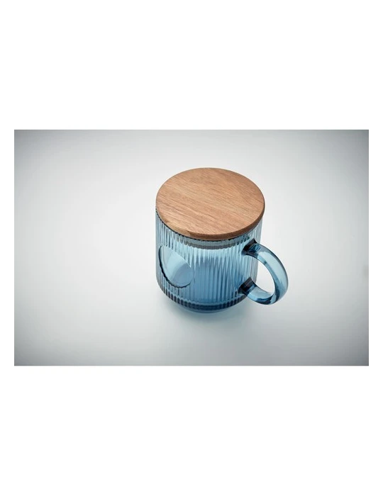 VITRIO MUG Mug en verre strié 300ml Matières : verre Couleurs : bleu transparent impression haute définition