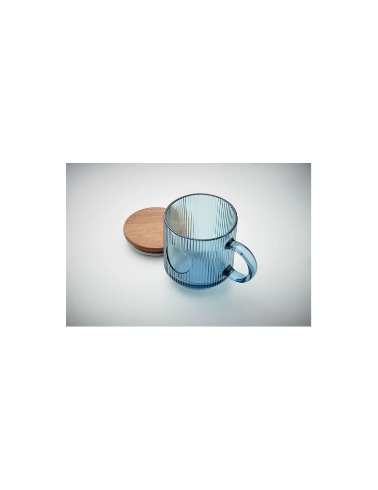 VITRIO MUG Mug en verre strié 300ml Matières : verre Couleurs : bleu transparent livraison express 24h 48h