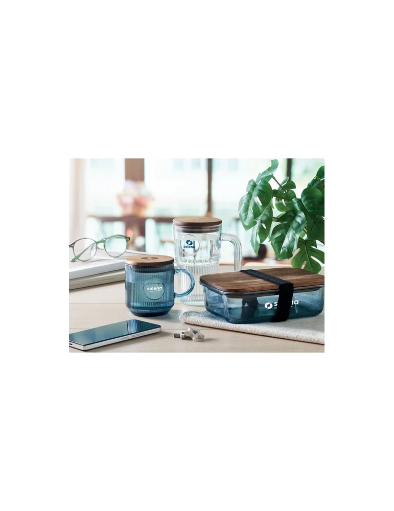 VITRIO MUG Mug en verre strié 300ml Matières : verre Couleurs : bleu transparent objet promotionnel éco-responsable