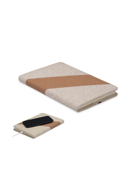 CORTONA Carnet A5 avec chargeur 15W Matières : papier recyclé Couleurs : beige