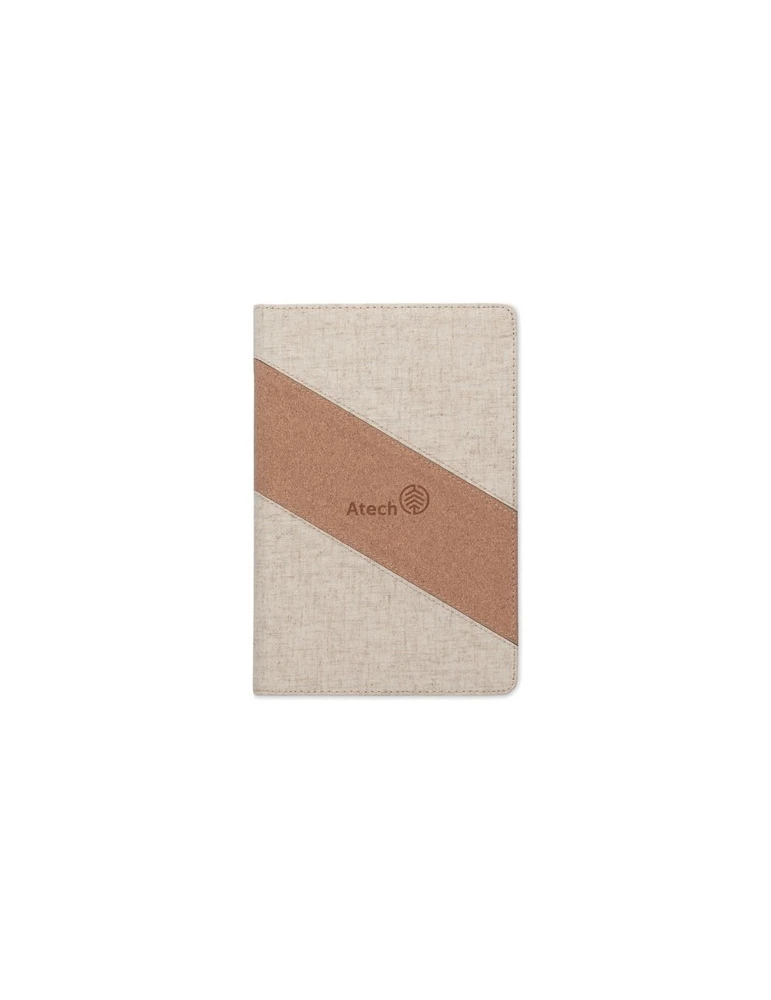CORTONA Carnet A5 avec chargeur 15W Matières : papier recyclé Couleurs : beige personnalisable avec votre logo