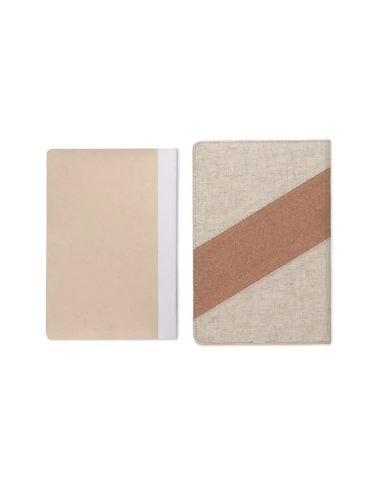 CORTONA Carnet A5 avec chargeur 15W Matières : papier recyclé Couleurs : beige marquage laser ultra précis
