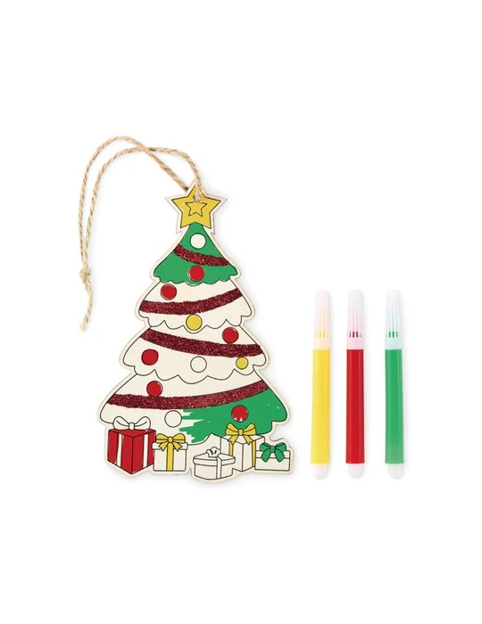COLORTREE Décoration sapin de Noël Couleurs : bois objet promotionnel éco-responsable