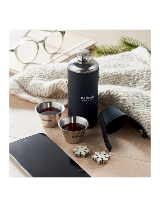 COCOON Bouteille avec gobelets Couleurs : noir cadeau entreprise pas cher