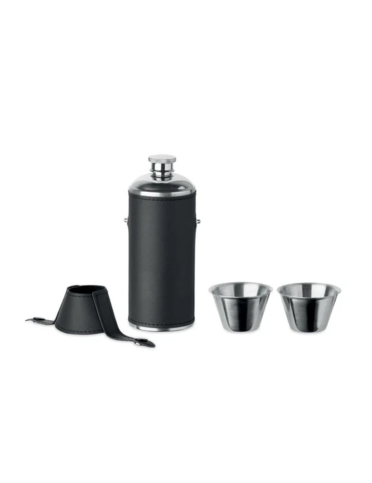 COCOON Bouteille avec gobelets Couleurs : noir marquage laser ultra précis