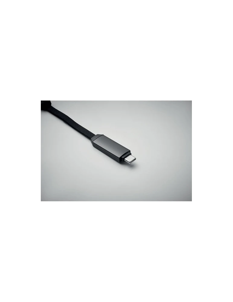 KEYSTO Porte-clés et câble de charge Couleurs : noir marquage laser ultra précis