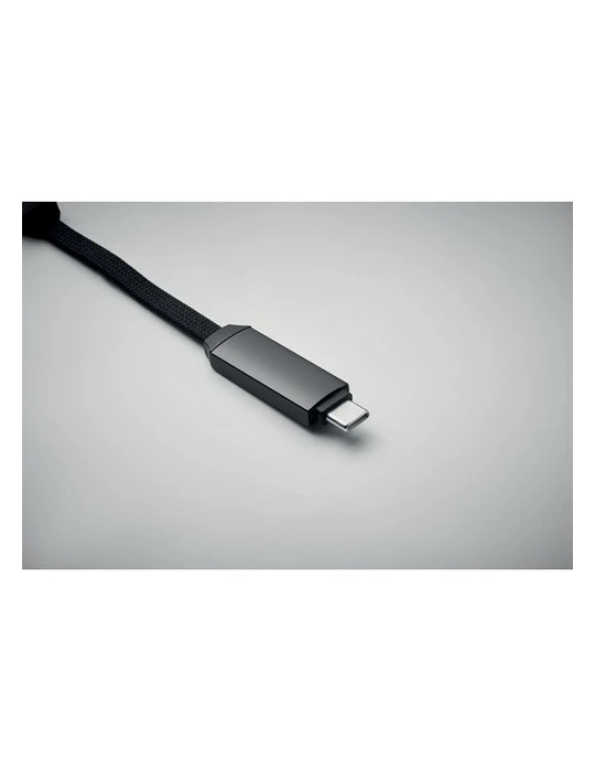 KEYSTO Porte-clés et câble de charge Couleurs : noir marquage laser ultra précis