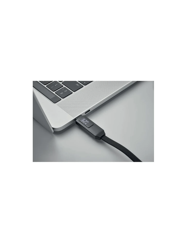 KEYSTO Porte-clés et câble de charge Couleurs : noir objet promotionnel éco-responsable