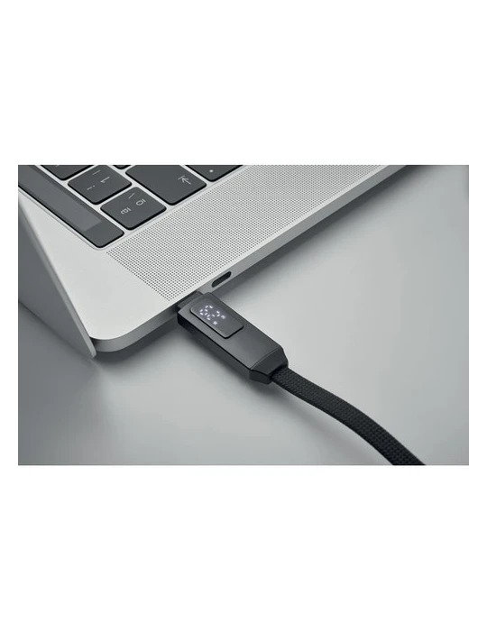 KEYSTO Porte-clés et câble de charge Couleurs : noir objet promotionnel éco-responsable