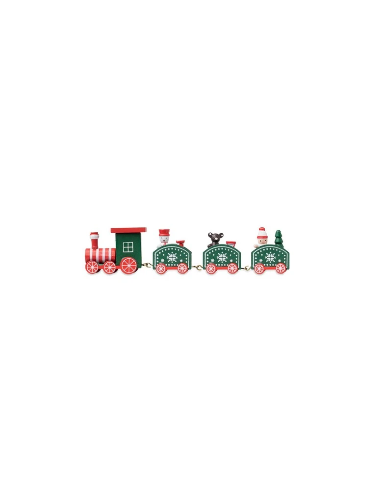 JUNA Train de Noël en bois Couleurs : assortiment cadeau entreprise pas cher