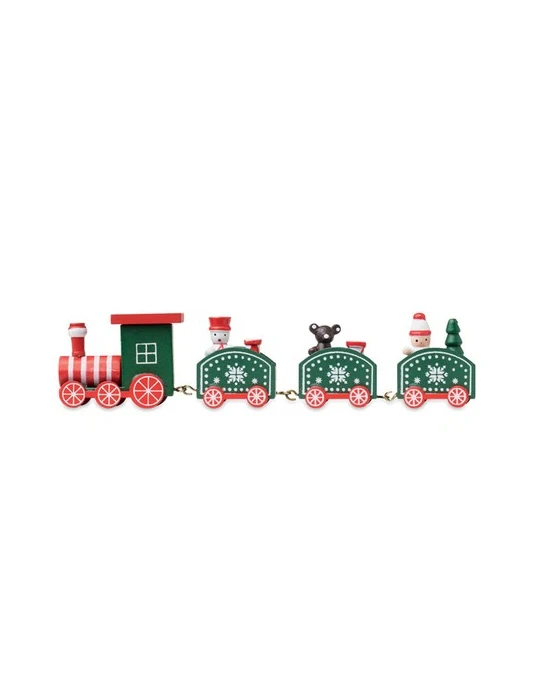 JUNA Train de Noël en bois Couleurs : assortiment cadeau entreprise pas cher