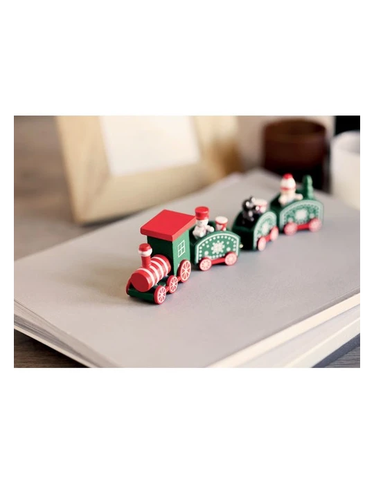 JUNA Train de Noël en bois Couleurs : assortiment marquage laser ultra précis