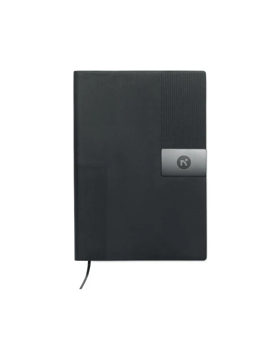 TREZE Carnet A5 en PU souple Matières : papier recyclé Couleurs : noir goodies publicitaire événementiel