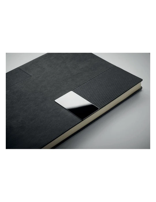 TREZE Carnet A5 en PU souple Matières : papier recyclé Couleurs : noir marquage laser ultra précis