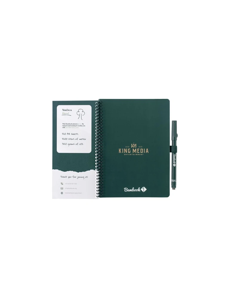 Bambook Classic Original Dot Grid Notebook A5 Matières : carton Couleurs : vert forêt personnalisable avec votre logo