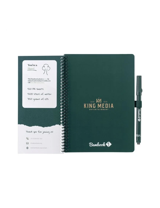 Bambook Classic Original Dot Grid Notebook A5 Matières : carton Couleurs : vert forêt personnalisable avec votre logo