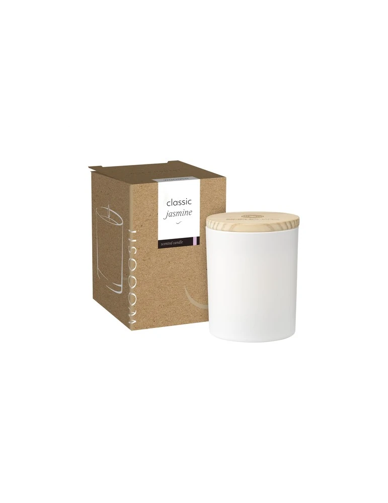 Wooosh Scented Candle Classic Jasmine bougie parfumée Matières : bois Couleurs : blanc marquage laser ultra précis