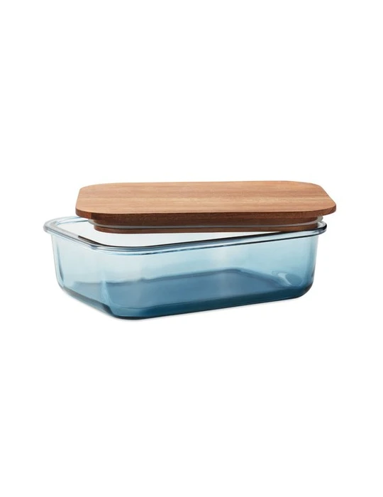 VITRIO LUNCH Lunch box en verre 800ml Matières : verre Couleurs : bleu transparent marquage laser ultra précis
