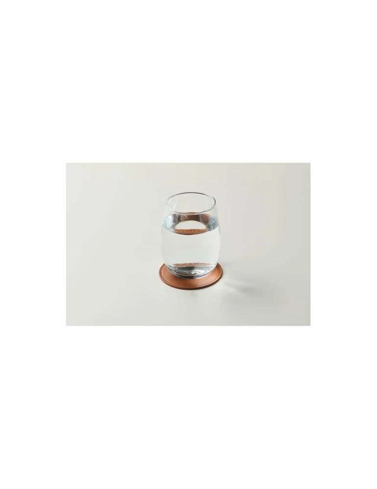 POSA Sous-verre rond en PU Couleurs : marron accessoire événementiel unique