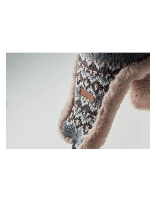 YULONG Bonnet avec caches-oreilles Matières : acrylique Couleurs : gris impression haute définition