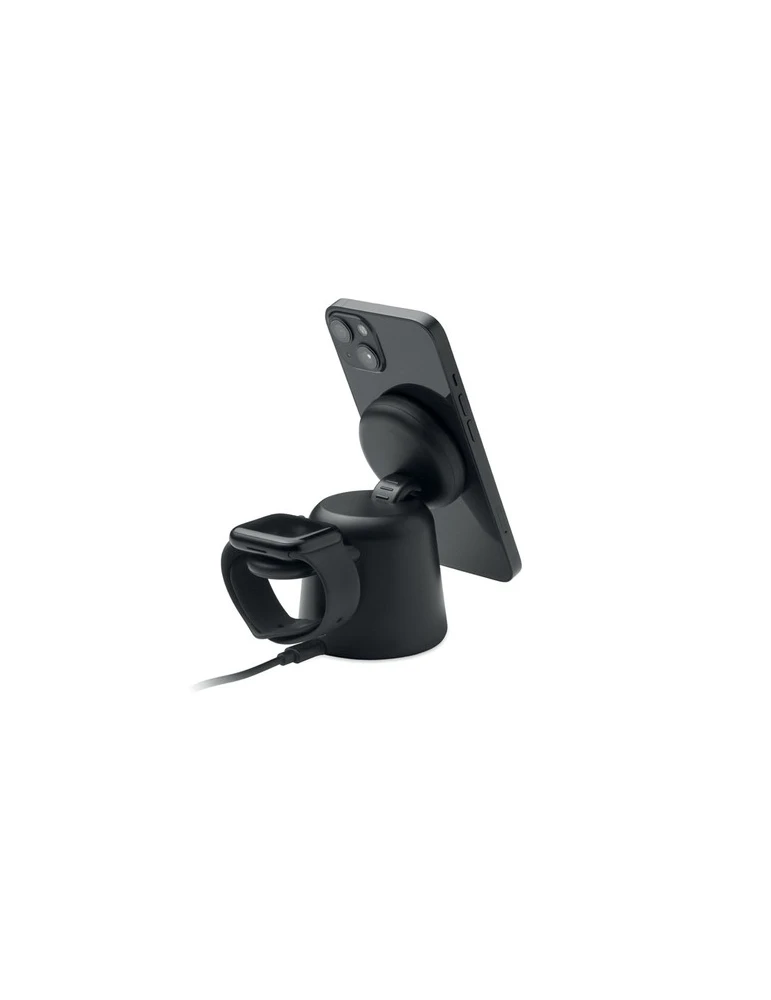 SIMPA Chargeur sans fil 3 en 1 15W Matières : ABS Couleurs : noir cadeau entreprise pas cher