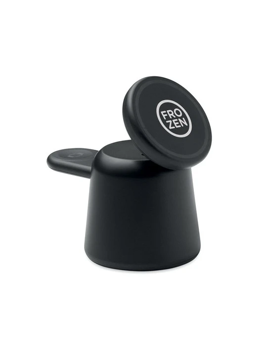 SIMPA Chargeur sans fil 3 en 1 15W Matières : ABS Couleurs : noir goodies publicitaire événementiel