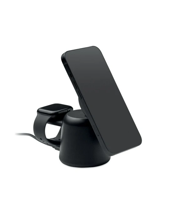 SIMPA Chargeur sans fil 3 en 1 15W Matières : ABS Couleurs : noir cadeau collaborateur premium