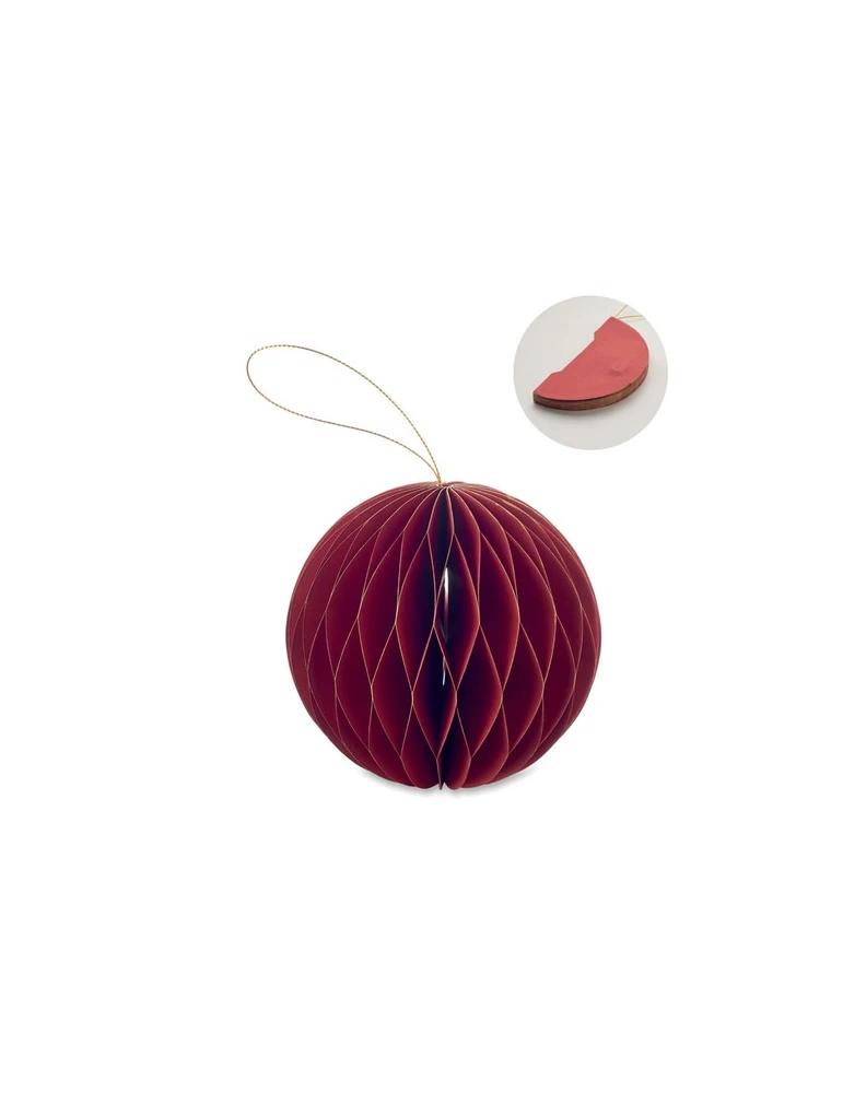 HARMOBAUBLE Porte-boules de Noël pliable Matières : papier recyclé Couleurs : rouge personnalisable avec votre logo