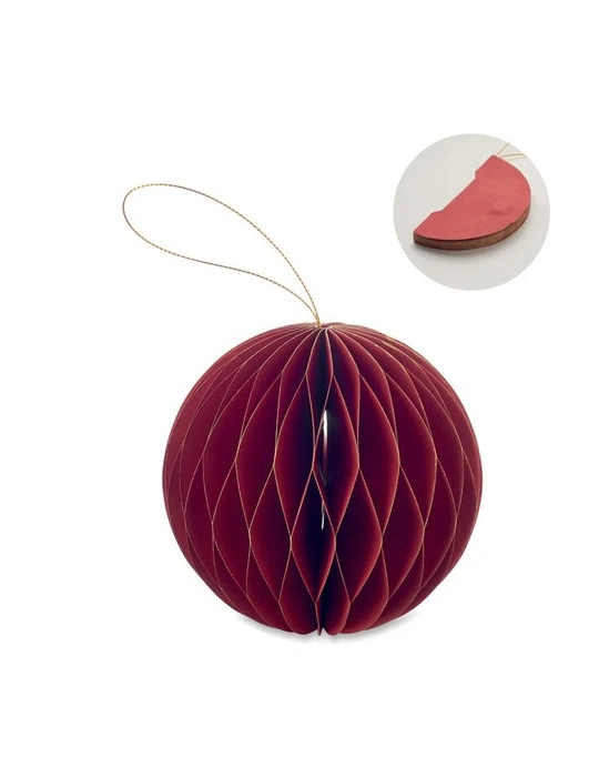 HARMOBAUBLE Porte-boules de Noël pliable Matières : papier recyclé Couleurs : rouge personnalisable avec votre logo