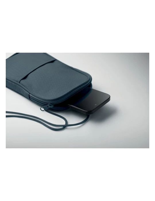 KOROVIN POUCH Pochette de voyage RPET Couleurs : bleu objet publicitaire robuste