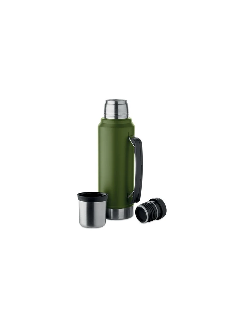 NYIMA Bouteille à double paroi 1L Couleurs : vert foncé personnalisable avec votre logo