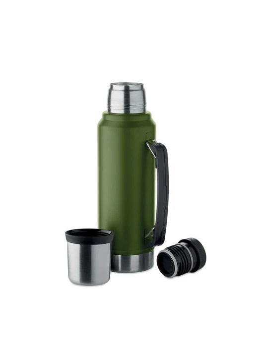 NYIMA Bouteille à double paroi 1L Couleurs : vert foncé personnalisable avec votre logo