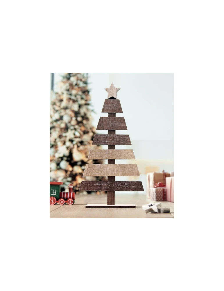 PUINEN Sapin de Noël en bois Couleurs : bois impression haute définition