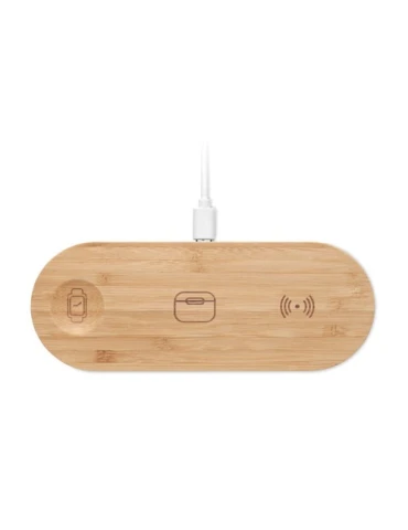 RECPAD Chargeur sans fil 3 en 1 15W Couleurs : bois 2