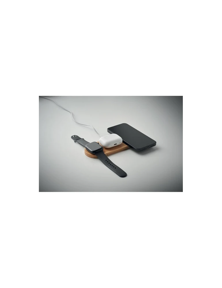 RECPAD Chargeur sans fil 3 en 1 15W Couleurs : bois impression haute définition