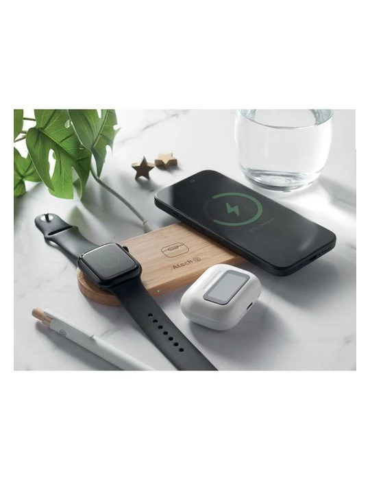 RECPAD Chargeur sans fil 3 en 1 15W Couleurs : bois livraison express 24h 48h