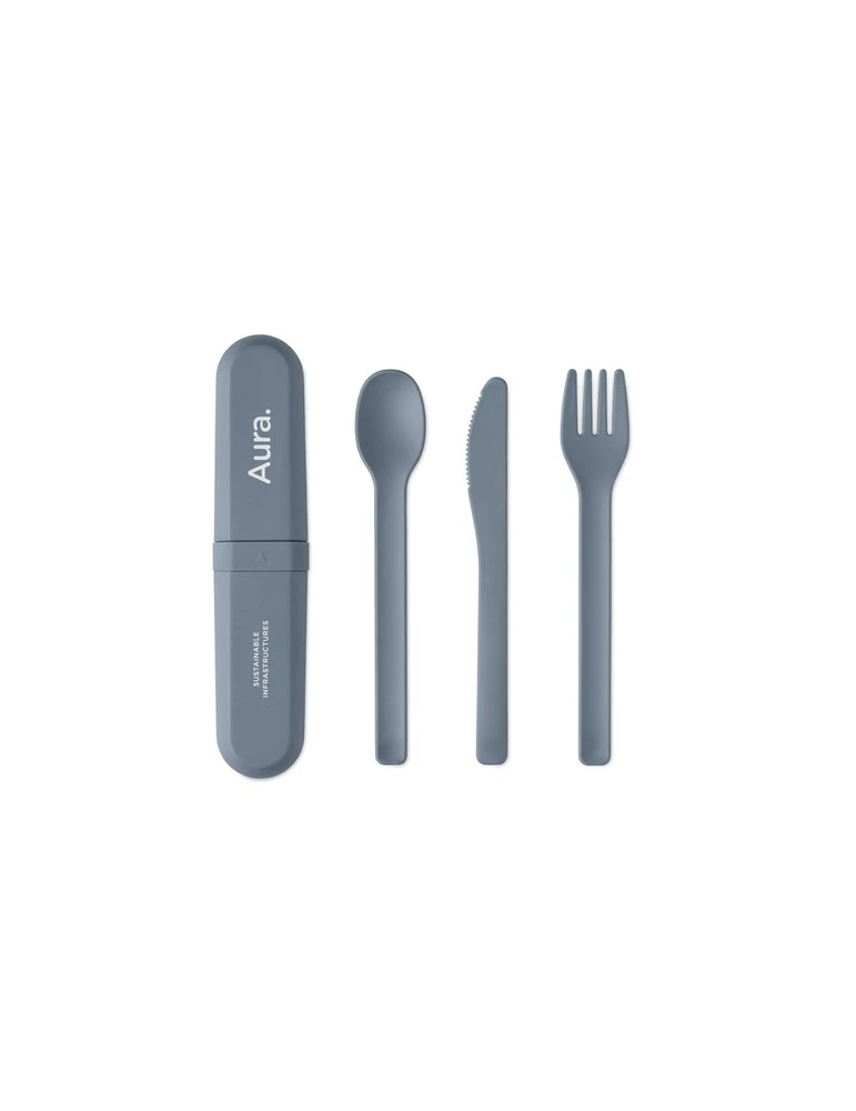 BITEFUL Set de couverts et étui en PLA Couleurs : bleu pétrole impression haute définition