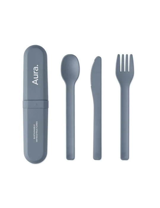 BITEFUL Set de couverts et étui en PLA Couleurs : bleu pétrole impression haute définition