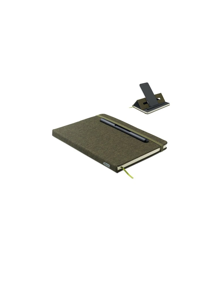 RINBOOK Cahier A5 support de téléphone Matières : papier recyclé Couleurs : vert foncé