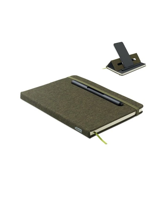 RINBOOK Cahier A5 support de téléphone Matières : papier recyclé Couleurs : vert foncé