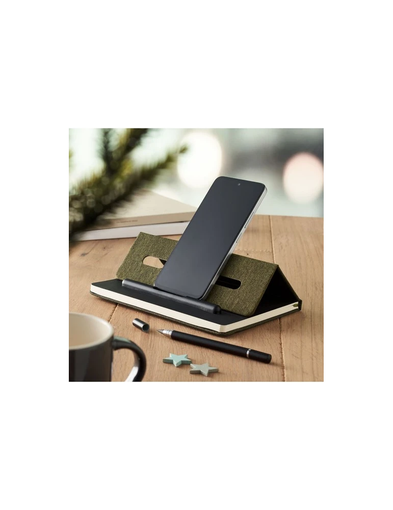 RINBOOK Cahier A5 support de téléphone Matières : papier recyclé Couleurs : vert foncé accessoire événementiel unique