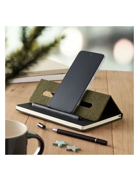 RINBOOK Cahier A5 support de téléphone Matières : papier recyclé Couleurs : vert foncé accessoire événementiel unique