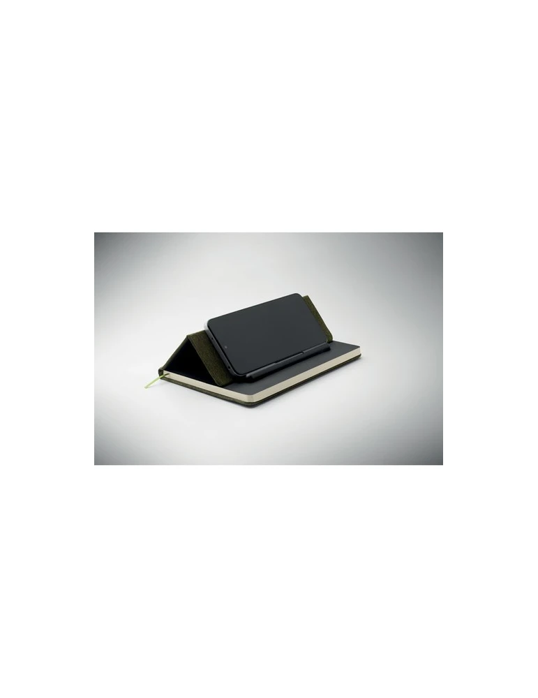 RINBOOK Cahier A5 support de téléphone Matières : papier recyclé Couleurs : vert foncé objet publicitaire robuste