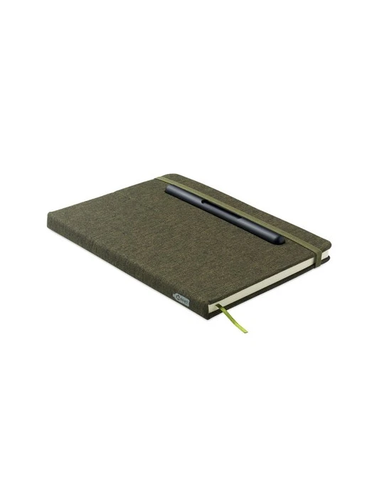RINBOOK Cahier A5 support de téléphone Matières : papier recyclé Couleurs : vert foncé impression logo haute qualité