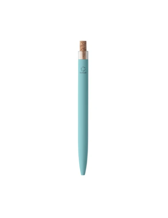 BERGAMO + Stylo en aluminium recyclé Couleurs : bleu bébé impression logo haute qualité