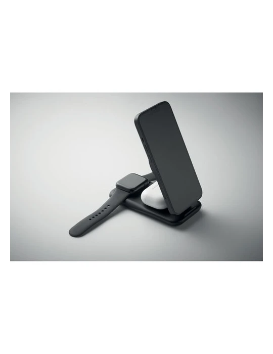 PENDOLESS Chargeur sans fil 3 en 1 15W Couleurs : noir cadeau entreprise pas cher