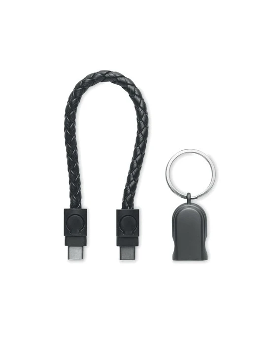 FAULETI LOOP Câble porte-clés de type C Couleurs : noir cadeau entreprise pas cher